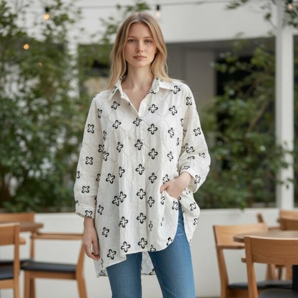 Tops - Italian Linen-Blend Beach Cover-Up Top | Made in Italy